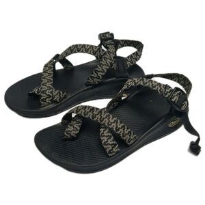 Chaco Sandals Women 10 Z Boulder Active Zig Black White Strap Hiking Toe Loop